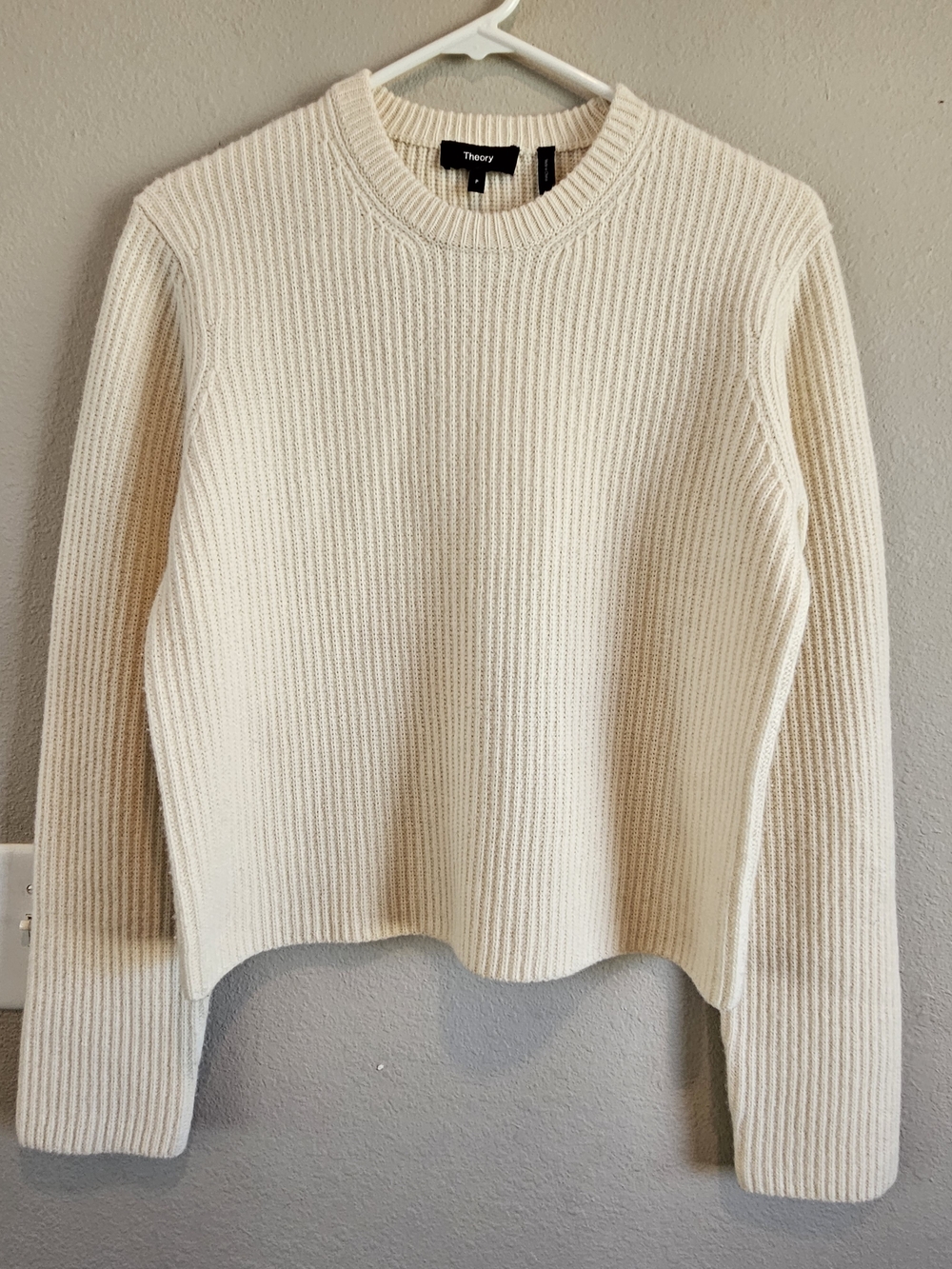 *SALE* Theory Ivory Ribbed Crewneck Sweater - Picture 2 of 13